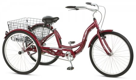 Schwinn Meridian Adult Tricycle, 26-inch wheels, rear storage basket, Cherry