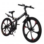 BEFOKA Men's Mountain Bike 26-inch wheels 21 speeds Carbon Steel Full Suspension MTB Bikes Lightweight Aluminum Outroad Bike Black