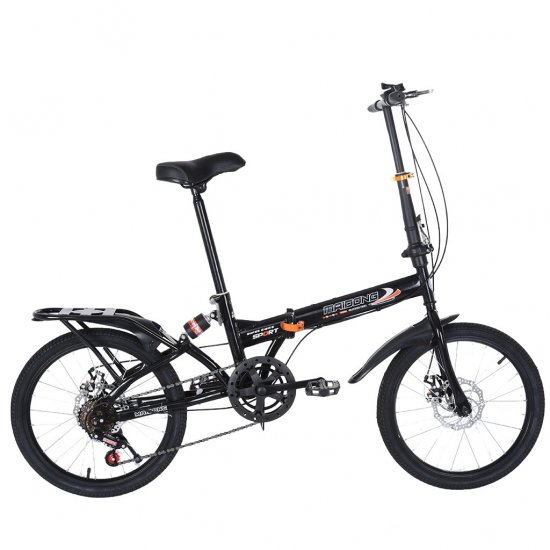 Botrong Adults\\Students ?20-inch Wheels 7 Speed Drivetrain ??City Folding Mini Compact Bike High Tensile Steel Folding Frame Bicycle Urban Commuters,Black
