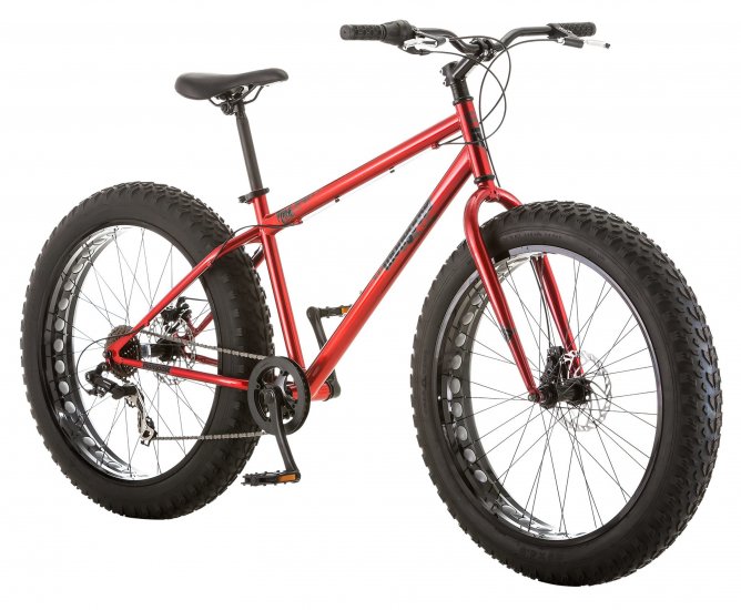 Mongoose Hitch All-Terrain Fat Tire Bike, 26-inch wheels, Men\'s Style, Red