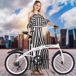 EINCCM 20in 7 Speed ??City Folding Mini Bike Aluminum Urban Commuters White