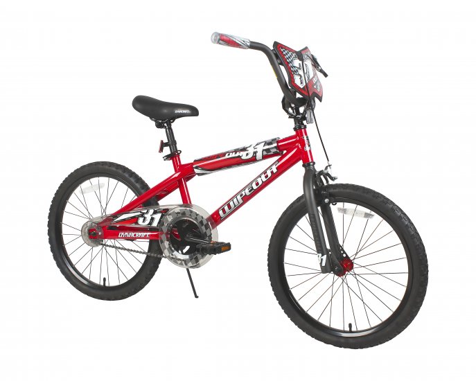 Dynacraft 20 Inch Wipeout Boys BMX Bike with Front Hand Brake, Red