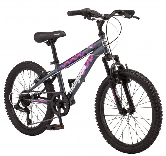 Mongoose Byte Mountain Bike, 20\" wheels, 7 speeds, girls frame, ages 6 and up, Grey